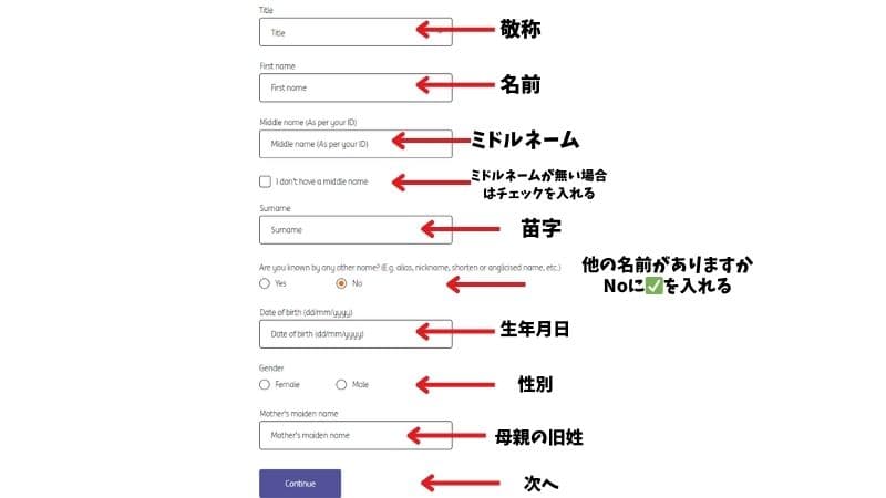 オーストラリア　ING銀行の開設手順。個人情報の記入画面の画像