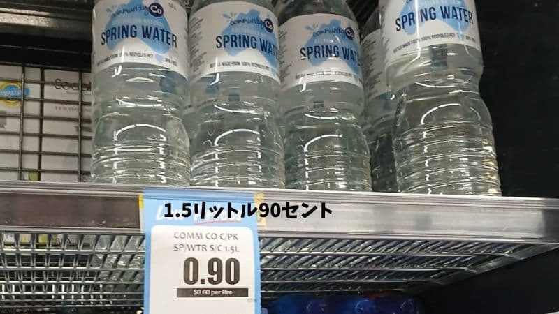 スーパーの水のペットボトル売り場